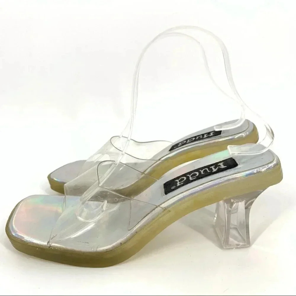 Mudd Mambo heels 9.5 iridescent chunky square toe vintage y2k party cosplay - Picture 5 of 15